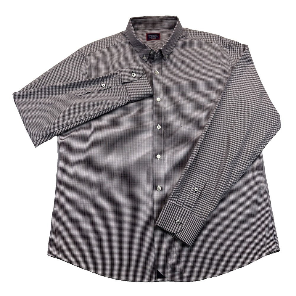 UNTUCKit Mens XL Navy Burgundy Gingham Check Button Down Shirt